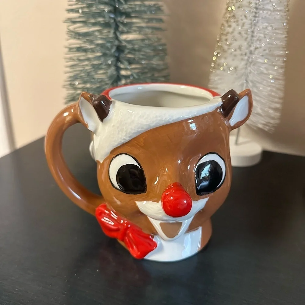 Reindeer Mug with Red Nose and Bow